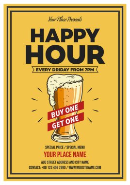 Mutlu saat partisi poster ilanı sosyal medya şablon tasarımı