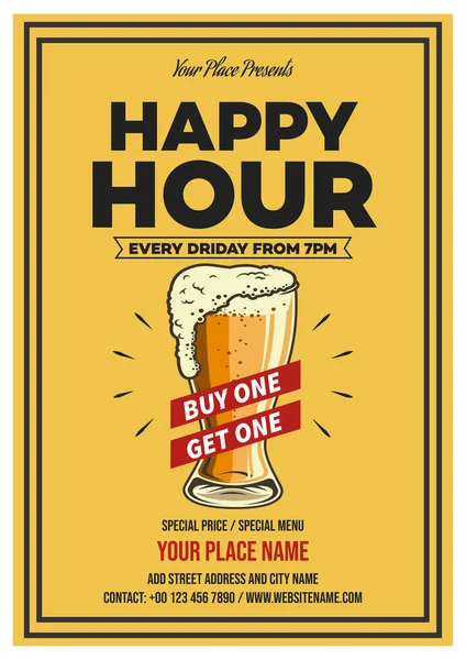 Happy Hour Party Poster Flyer Social Media Post Template Design — Διανυσματικό Αρχείο