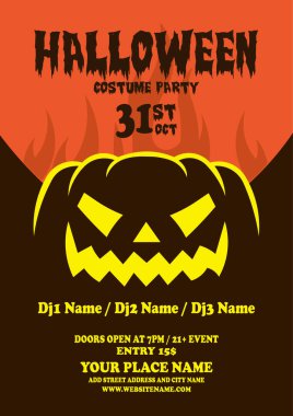 Cadılar Bayramı kostüm partisi poster ilanı veya sosyal medya post tasarımı