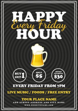 Mutlu saat partisi afişi veya sosyal medya şablon tasarımı