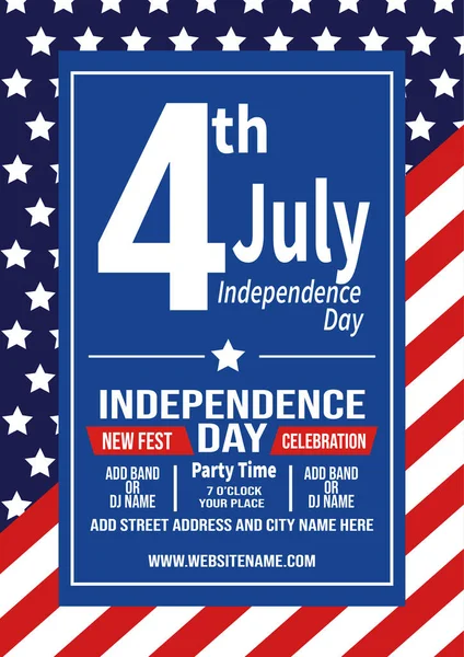 Julho Dia Independência Festa Festa Cartaz Panfleto Mídia Social Post — Vetor de Stock