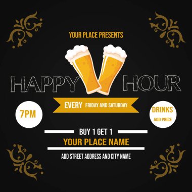  Mutlu saat partisi afişi veya sosyal medya şablon tasarımı