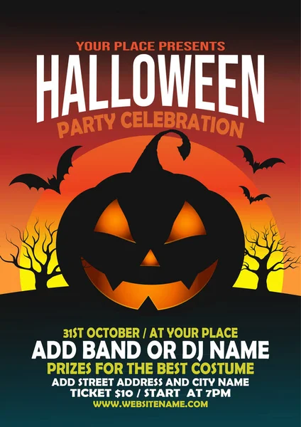 Halloween Party Celebration Poster Flyer Social Media Post Template Design — Stock vektor