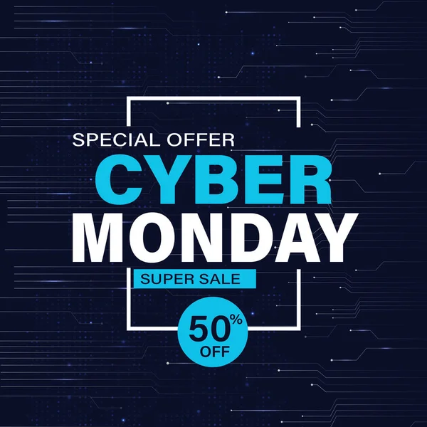 Cyber Monday Big Discount Sale Poster Flyer Social Media Post — Vector de stock