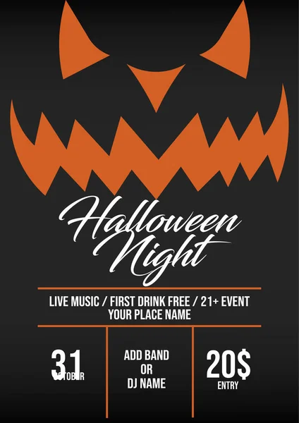 Halloween Night Party Poster Flyer Social Media Post Template Design — 스톡 벡터