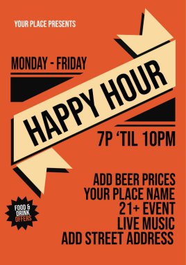 Mutlu saat bira partisi afişi ya da sosyal medya şablon tasarımı