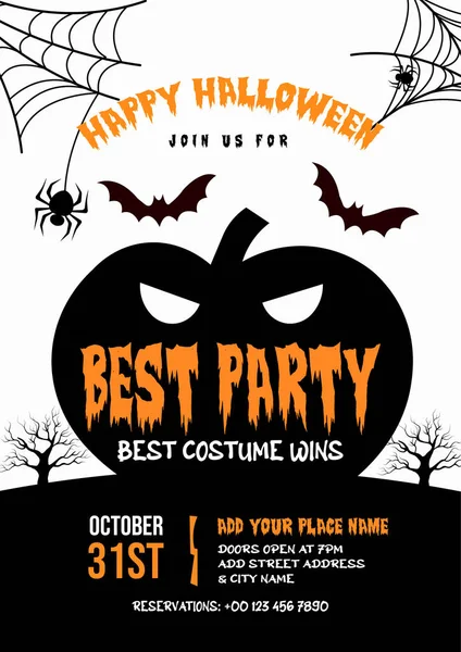 Happy Halloween Best Party Poster Flyer Social Media Post Template — Archivo Imágenes Vectoriales