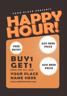 happy hour party celebration poster flyer or social media post template design