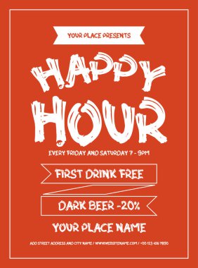 Mutlu saat partisi afişi veya sosyal medya şablon tasarımı