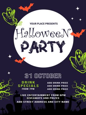 Cadılar Bayramı partisi poster ilanı veya sosyal medya postası tasarımı