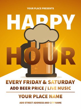 happy hour beer night party poster flyer social media post design