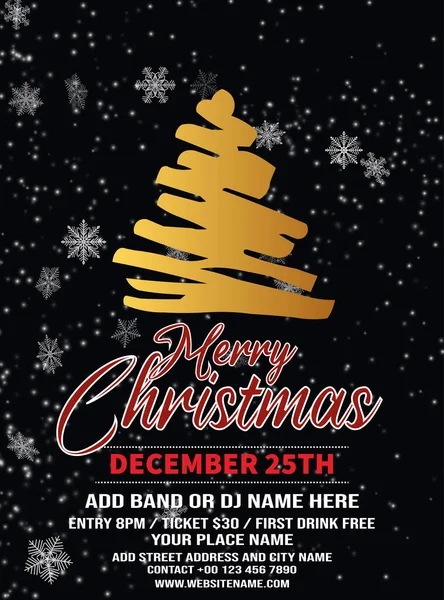 Merry Christmas Party Poster Flyer Social Media Post Template Design — Stock vektor