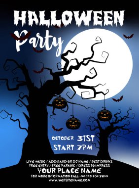 Cadılar Bayramı partisi poster broşürü sosyal medya post tasarımı