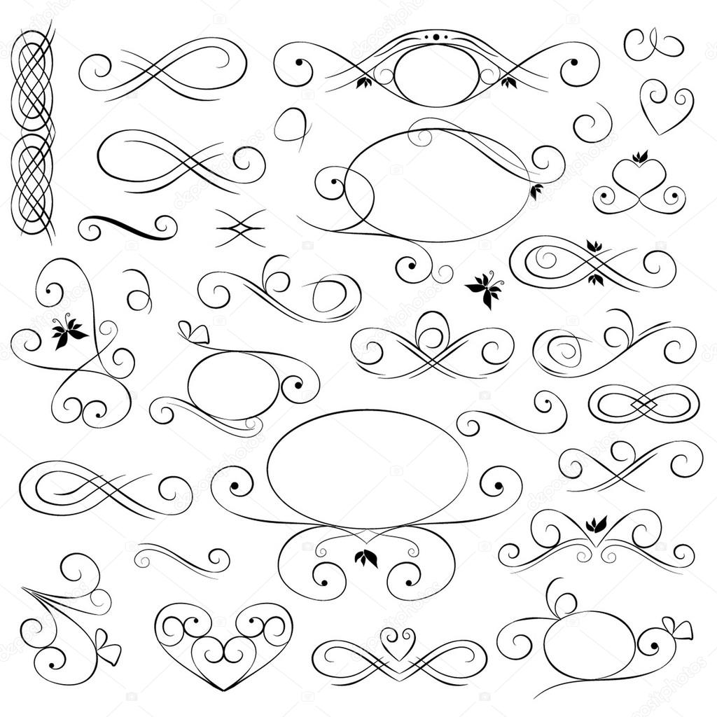 Vector set: calligraphic design elements