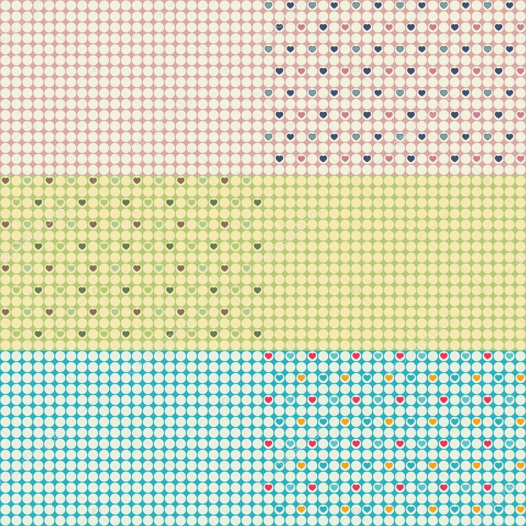 Set of 6 Polka Dot Heart Seamless Patterns