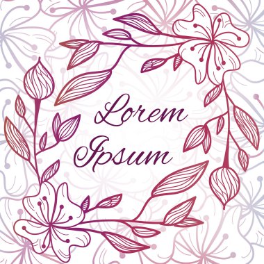 Vector, abstract background with a symbolical flowers on branches, colored contours