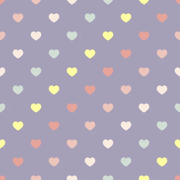 Vector seamless geometric pattern with small polka dot hearts — Stock Vector