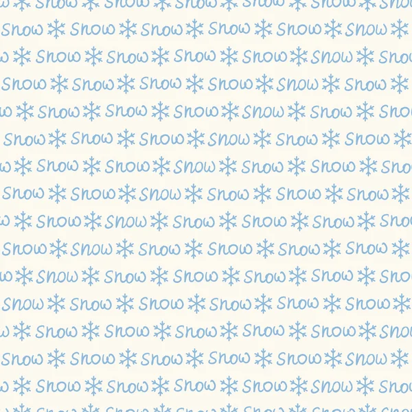 Patrón de texto sin costuras con copos de nieve — Vector de stock