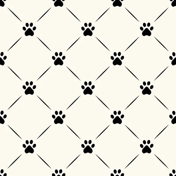 Seamless animal pattern of paw footprint. — Stock Vector