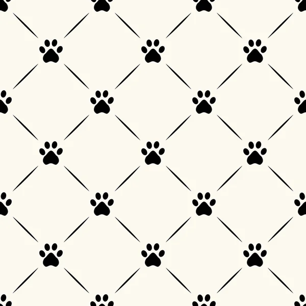 Seamless animal pattern of paw footprint. — Stock Vector