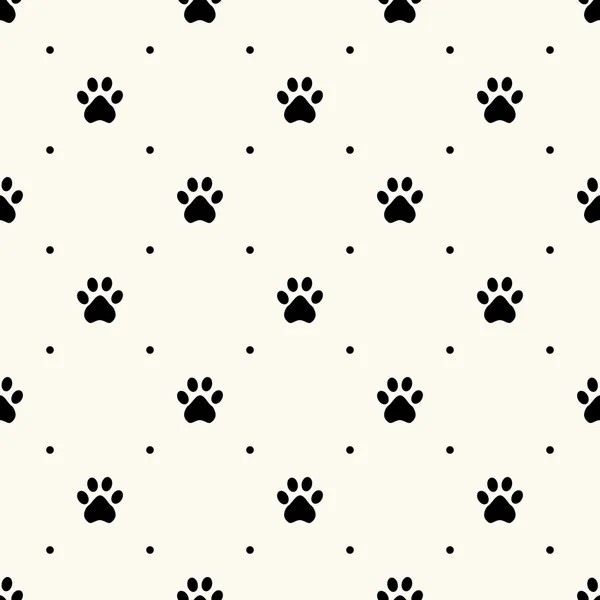 Seamless animal pattern of paw footprint — Stock Vector