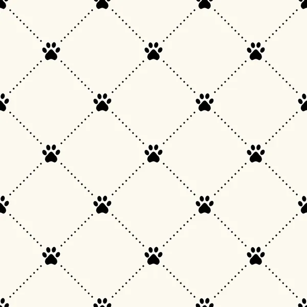 Seamless animal pattern of paw footprint — Stock Vector