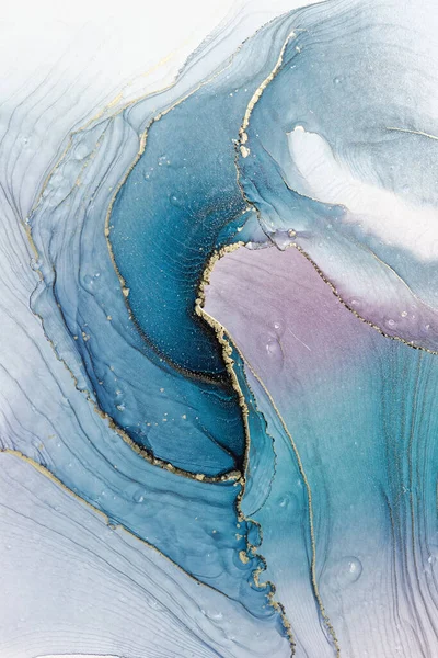 Royal cyan mint liquid marble watercolor background with gold lines. Teal turquoise marbled alcohol ink drawing effect. Contemporary liquid painting texture with bronze brush strokes — Φωτογραφία Αρχείου