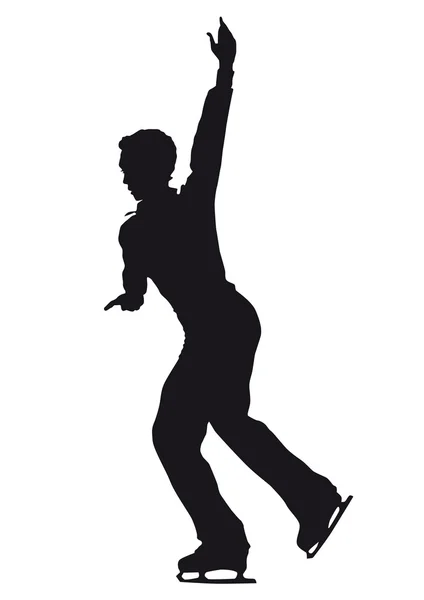 Figura pattinatore silhouette su sfondo bianco — Foto Stock
