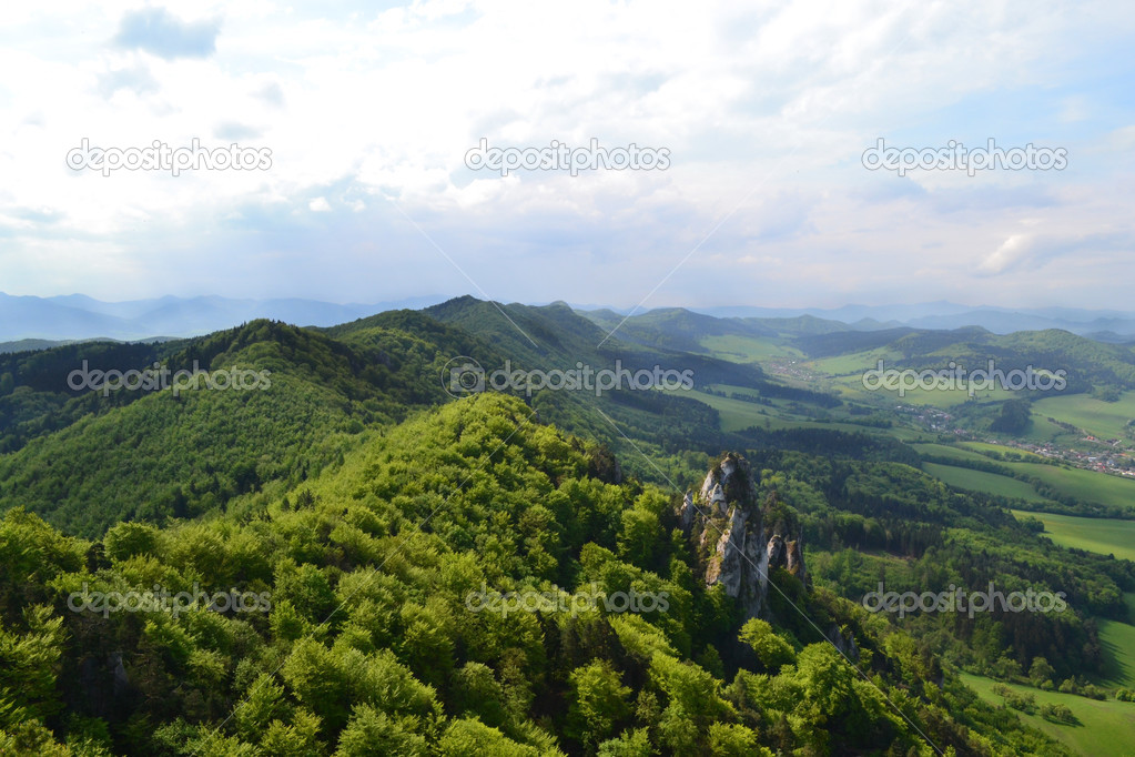 Slovak landscape - villages Sulov - rocks and pastures