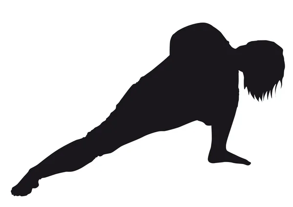 La silueta de una mujer - practicar yoga —  Fotos de Stock