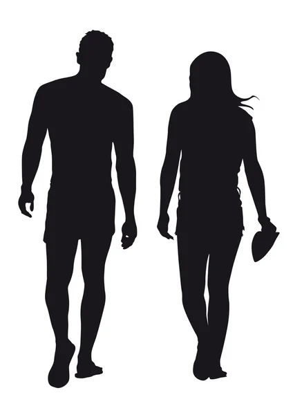 Silhouetten von Männern und Frauen im Urlaub — Stockfoto