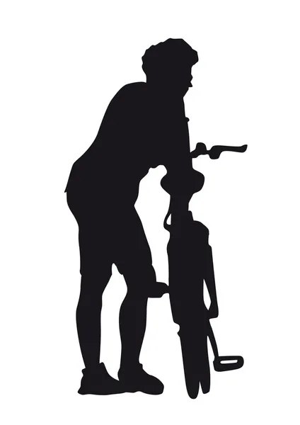 Silhouette of people - cyclists on vacation - recreation — Stock Photo, Image
