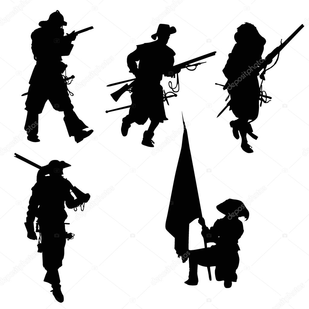 Silhouette - historical figure in period costume 