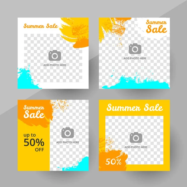 Sosyal medya yazlık satış şablonu, düzenlenebilir sosyal medya şablonu. Sosyal medya yaz satışı tasarım vektörü için arka plan. Posta Şablonu. Vektör illüstrasyonu.