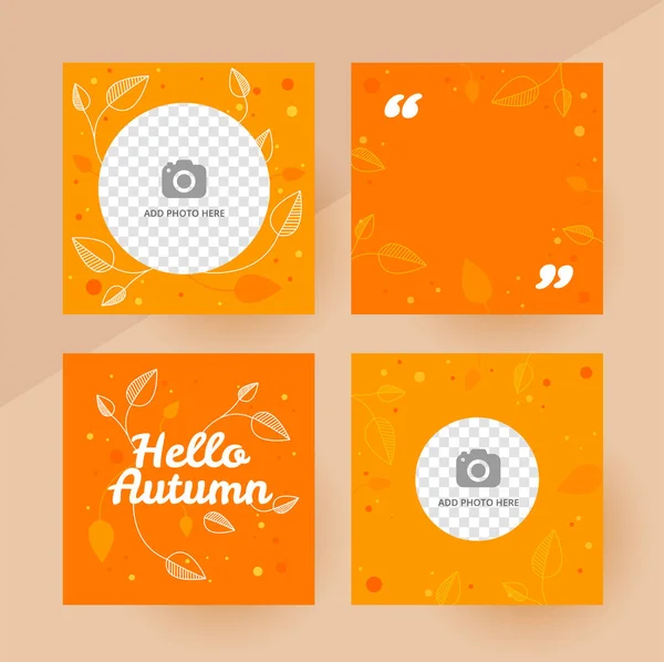 Sosyal medya merhaba sonbahar posta şablonu, düzenlenebilir sosyal medya şablonu. Sosyal medya yaz tasarım vektörü için arka plan. Yatay iletiler şablonu. Vektör çizimi. Yaprak turuncu tasarım.