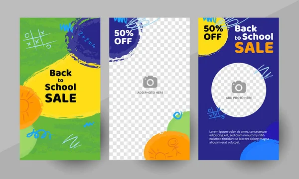 Social Media Back School Sale Story Template Editable Social Media — Stock Vector