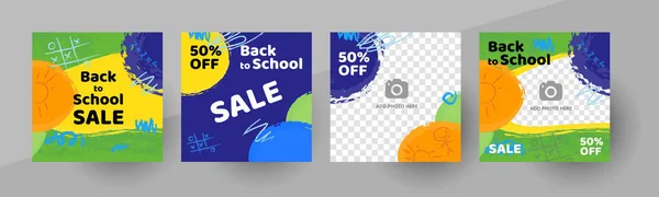 Social media back to school sale post template, editable social media post. Background for social media back to school sale post design. Vector illustration.