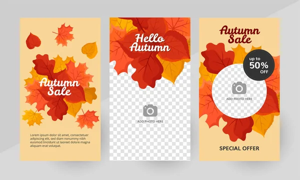 Social Media Hello Autumn Story Template Editable Social Media Template — Vettoriale Stock