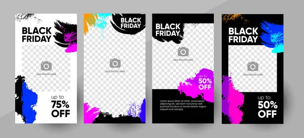 Social media Black Friday promo story or post template, editable social media template. Background for social media promotion sale design vector. Banner Template. Vector illustration.