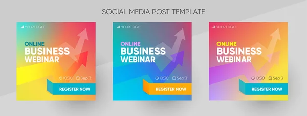 Business webinar social media post template. Background and illustration for social media banner design in vector. 