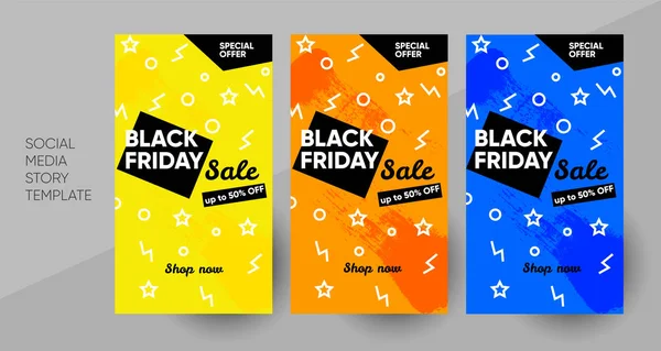 Social media Black Friday promo story template, editable social media post template. Background for social media promotion sale. Banner Template. Vector illustration.