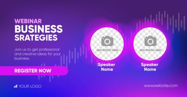 Webinar social media post template, webinar social media post template. Background and illustrations for social media banner design vector. 