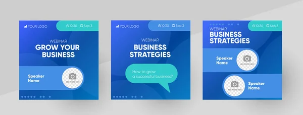 Business webinar social media post template. Background and illustration for social media banner design in vector. 