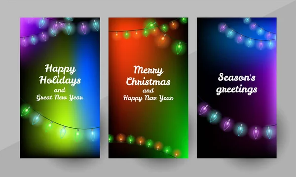 Seasons Greetings Christmas New Year Stories Collection Social Media Holiday — Stock Vector