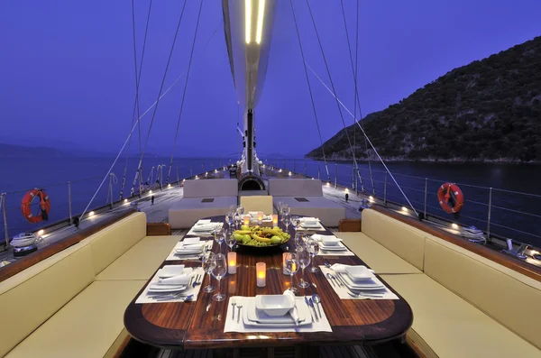 Deck of luxury sailboat — Stock Photo, Image
