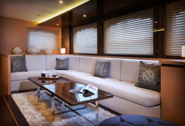 Lounge van luxe zeilboot — Stockfoto