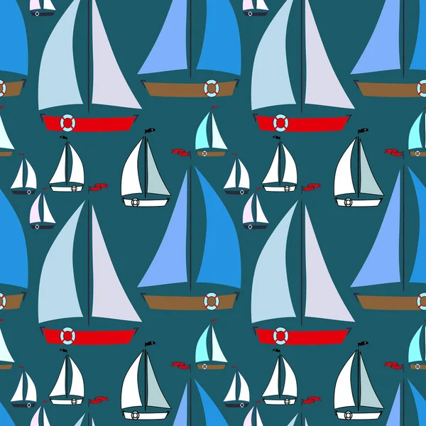 Яхты Бесшовные Векторные Иллюстрации Паттена — стоковый вектор