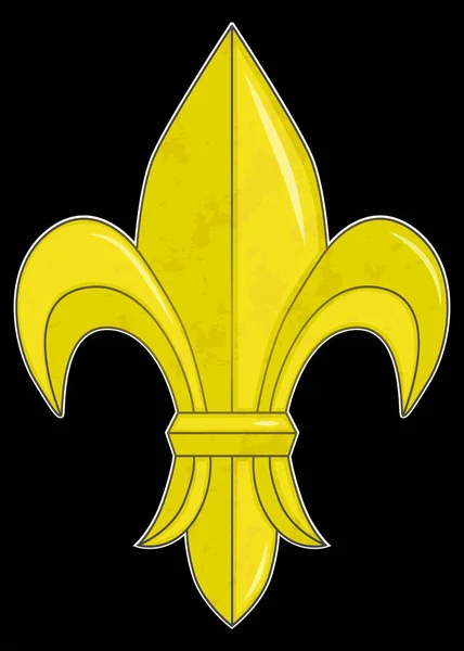 Symbole Lys Royal Signe Fleur Métal Couleur Jaune Sur Fond — Image vectorielle