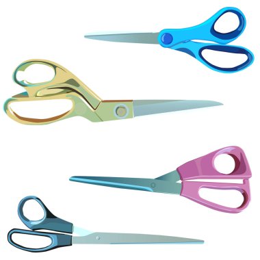 Farklı boyutlarda, renkte ve amaçta bir makas seti. Satışlarda, kesimlerde, kağıt işlerinde ve tırnak makaslarında. Dikiş dikmek ve yaratıcılık için.