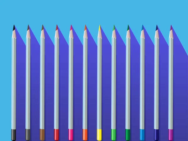Set Watercolor Pencils Basic Colors Pencils Drawing — Stockvektor
